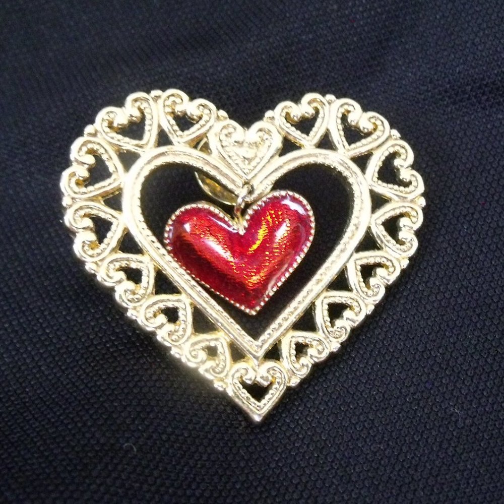 Heart shaped Gold Tone Pin